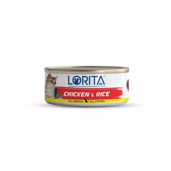 lorita-cat-vet-food-with-chicken-and-rice کنسرو گربه لوریتا | Lorita فیله نچرال مرغ و برنج 90 گرمی - Image 1